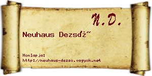 Neuhaus Dezső névjegykártya